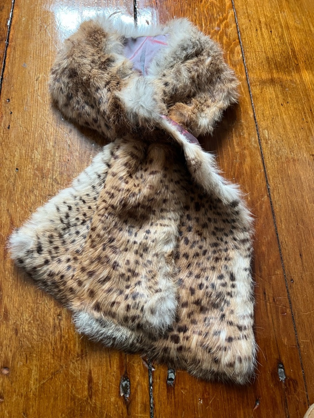 Rex Rabbit Fur Leopard Print Scarf